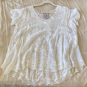 Johnny Was Floral Embroidered Blouse